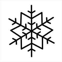 Isolated vector black line illustration of a snowflake. Winter web design.