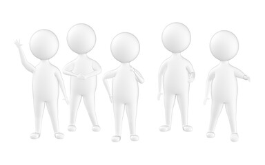 3d character , people team in white isolated background