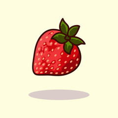 Hand drawn cartoon illustration of fresh strawberry fruit