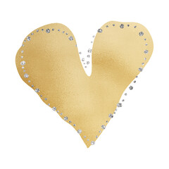 Shiny Gold Heart With Silver Glitter