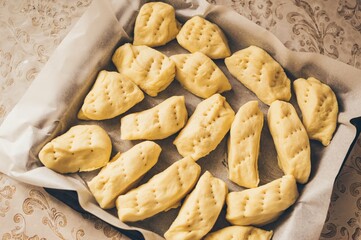 Making sweet dough buns