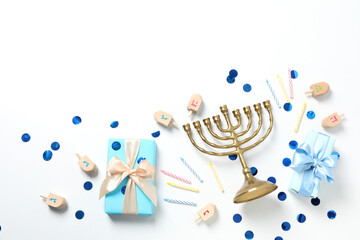 Сoncept of Jewish holiday, Hanukkah, space for text
