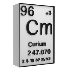 Curium,Phosphorus on the periodic table of the elements on white blackground,history of chemical elements, represents the atomic number and symbol.,3d rendering
