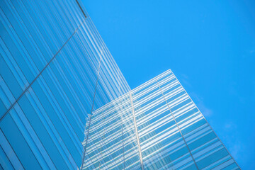 Austin, Texas- Low angle view of a building with reflective glass exterior