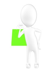 3d character , man holding a shopping cart