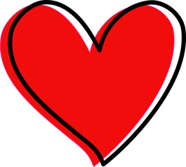 Red heart drawing cartoon style illustration isolated