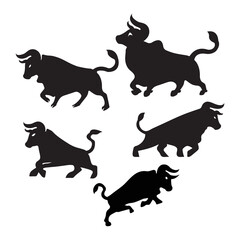 Black bull animal logo design  . icon logo . silhouette logo