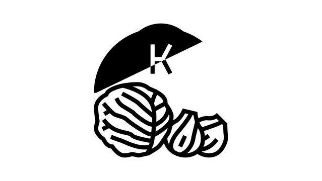 k vitamin in vegetable line icon animation