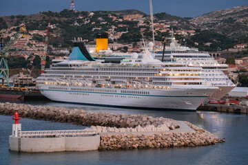 Phoenix cruiseship Artania and Costa cruise ship liner Pacifica for maintenance repair overhaul dry...