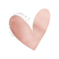 Elegant Pink Heart With Silver Glitter