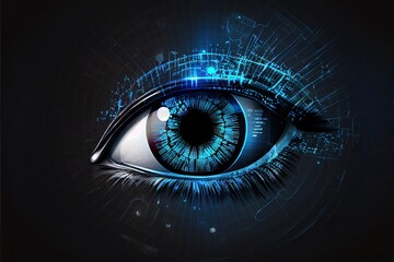 Blue eye cyber circuit future technology concept background