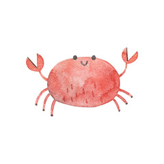 Marine Life Cute element Animal Life in under sea world. Underwater fish. Childish Cartoon watercolor illuration, nersery, design, decor