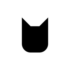 Cat head faceless vector logo and icon. No face. Black silhouette.