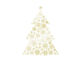 雪の結晶でできたクリスマスツリーのイラスト