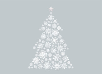雪の結晶でできたクリスマスツリーのイラスト