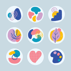 Set of social media highlight cover with abstract shape