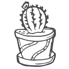 Doodle hand drawn vector cactuse in the pot