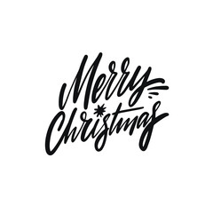 A festive Merry Christmas phrase in bold black lettering, ideal for holiday postcards and greetings, encapsulating the joyous spirit of the season.