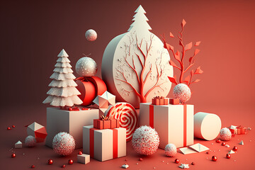 3D decorative objects for Christmas wallpaper 