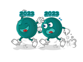 Fototapeta premium 2023 play chase cartoon. cartoon mascot vector
