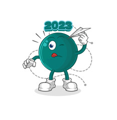 Fototapeta premium 2023 with paper plane character. cartoon mascot vector