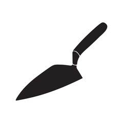 Hand Trowel working tools equipment black vector icon silhouette isolated on white background. Pictogram with simple flat shape drawing.