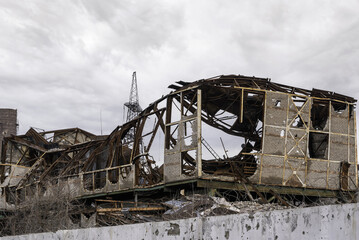 destroyed buildings of the workshop of the Azovstal plant in Mariupol Ukraine