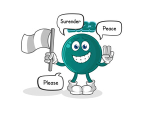 2023 hold surrender flag mascot. cartoon vector