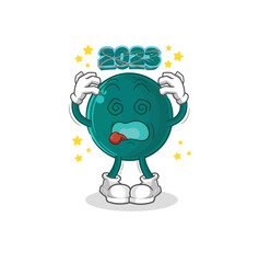 2023 dizzy head mascot. cartoon vector