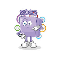 new year with wristwatch cartoon. cartoon mascot vector