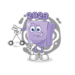 new year hypnotizing cartoon. cartoon mascot vector