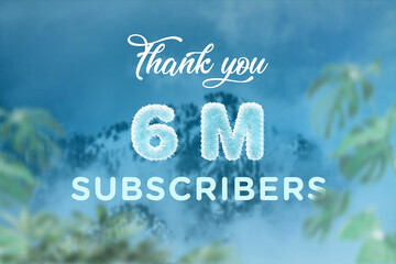 Naklejka na ściany i meble 6 Million subscribers celebration greeting banner with frozen Design