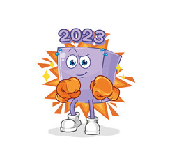 new year boxer character. cartoon mascot vector