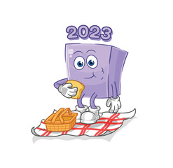 new year on a picnic cartoon. cartoon mascot vector