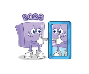 new year looking into mirror cartoon. cartoon mascot vector