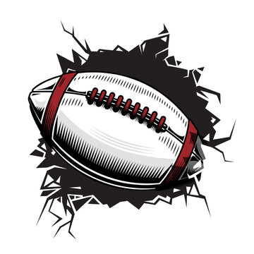 football breaking through wall graphic clip art preview