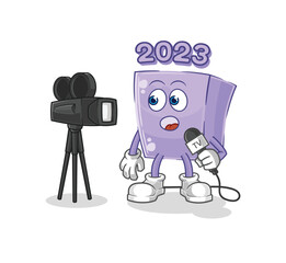 new year tv reporter cartoon. cartoon mascot vector