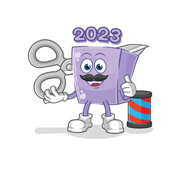 new year barber cartoon. cartoon mascot vector