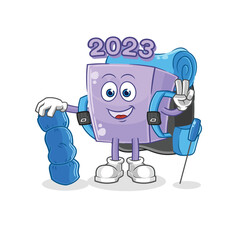 new year go camping mascot. cartoon vector