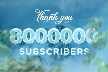 8000000 subscribers celebration greeting banner with frozen Design
