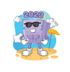 new year sunbathing in summer. character vector