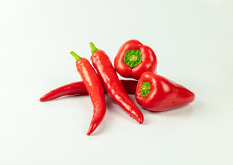 Fresh Vegetables, Chili on white background, Fres chili background, Mix chili on white Background. 