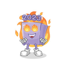 new year on fire mascot. cartoon vector