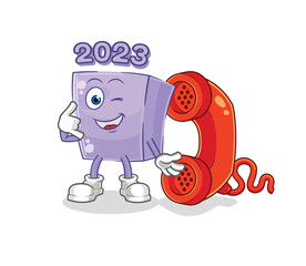 new year call mascot. cartoon vector