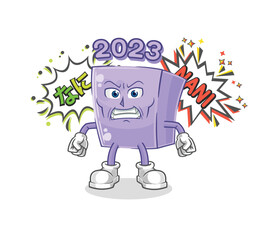 new year anime angry vector. cartoon character