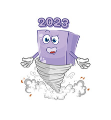 new year in the tornado cartoon character vector