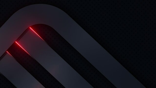 This stock motion graphics video clip of 4K Red Black Glossy Background with gentle overlapping curves on seamless loops.
