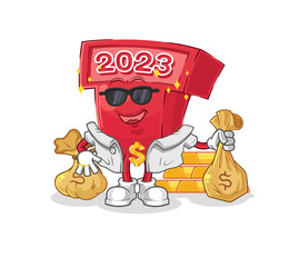 new year 2023 rich character. cartoon mascot vector
