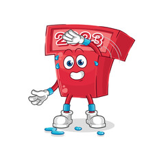new year 2023 stretching character. cartoon mascot vector