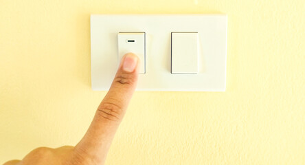White light switch, finger press on off, the concept of saving electricity, reducing costs.